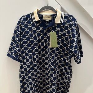 Gucci Dark Blue Logo Polo Shirt